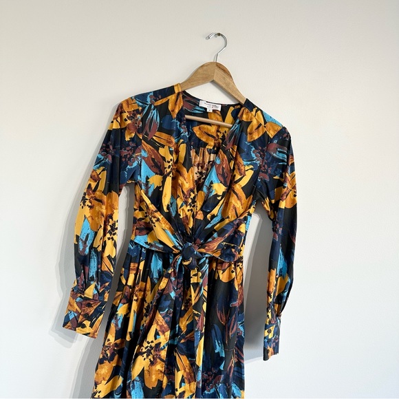 Marissa Webb Lily Floral Shirtdress long sleeve poplin cotton v-neck midi - Picture 4 of 13